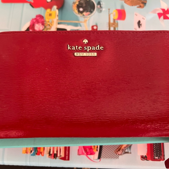 kate spade Handbags - Kate spade never used red patent leather, Lacey wallet with original box